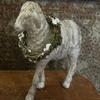 Primitives Supplies for Primitive Colonial Christmas 6" Long Putz Style Sheep with Snowy Wreath New for Holiday, Kitchen, Farhouse, Home Decor. view 3