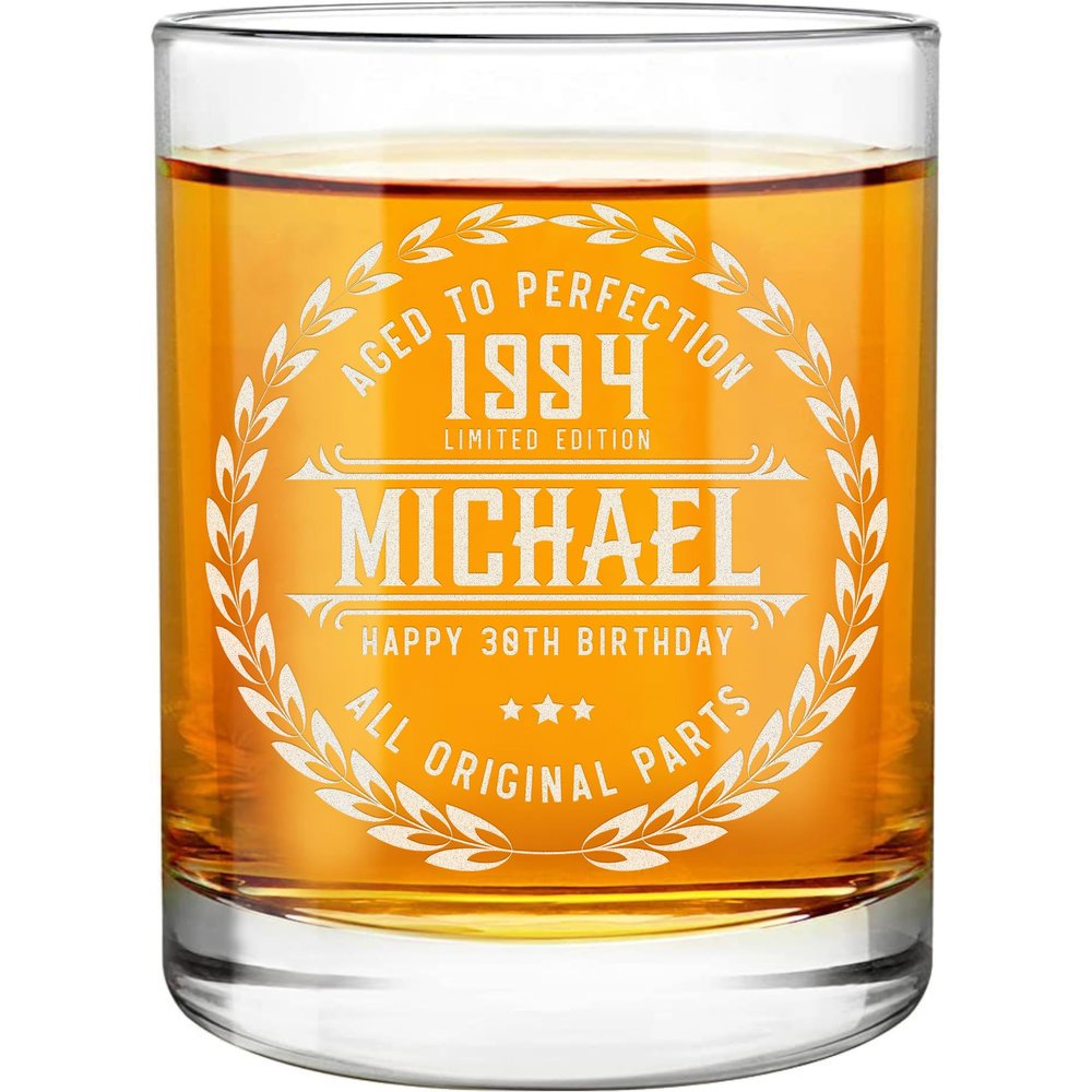 30th Birthday Gifts for Men - Personalized Whiskey Glass - Old Fashioned Funny Novelty 30 Year Old Man Gift Ideas - 30th Decorations for Dad, Husband, Friend - 30th Birthday Present for Him 1993 Gift