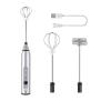 304 stainless steel handheld electric milk frother whisk automatic pigment mixer USB rechargeable electric milk powder beater (Silver) view 1