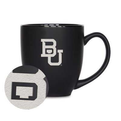 Rico Industries NCAA Baylor Bears Main 15oz Laser Engraved Matte Black Ceramic Bistro Mug - For Hot or Cold Drinks