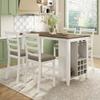 5-Piece Counter Height Dining Table Set, Wood Dining Room Table Set with 4 Padded Chairs, Compact Bar Pub Table Set with Wine Storage Shelf, Dining Table Set for 4 (Brown+Whitewash + Solid Wood-016) view 1