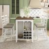 5-Piece Counter Height Dining Table Set, Wood Dining Room Table Set with 4 Padded Chairs, Compact Bar Pub Table Set with Wine Storage Shelf, Dining Table Set for 4 (Brown+Whitewash + Solid Wood-016) view 2