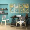 Framed Metal Wall Art, 4 Piece Large Wall Decor, Flowers Gold Wall Art, Living Room Wall Art, Wall Hangings, Modern Home Decor Artwork (76" x 35" | 192 x 90 cm, gold) view 2