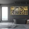 Framed Metal Wall Art, 4 Piece Large Wall Decor, Flowers Gold Wall Art, Living Room Wall Art, Wall Hangings, Modern Home Decor Artwork (76" x 35" | 192 x 90 cm, gold) view 3