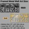 Framed Metal Wall Art, 4 Piece Large Wall Decor, Flowers Gold Wall Art, Living Room Wall Art, Wall Hangings, Modern Home Decor Artwork (76" x 35" | 192 x 90 cm, gold) view 4