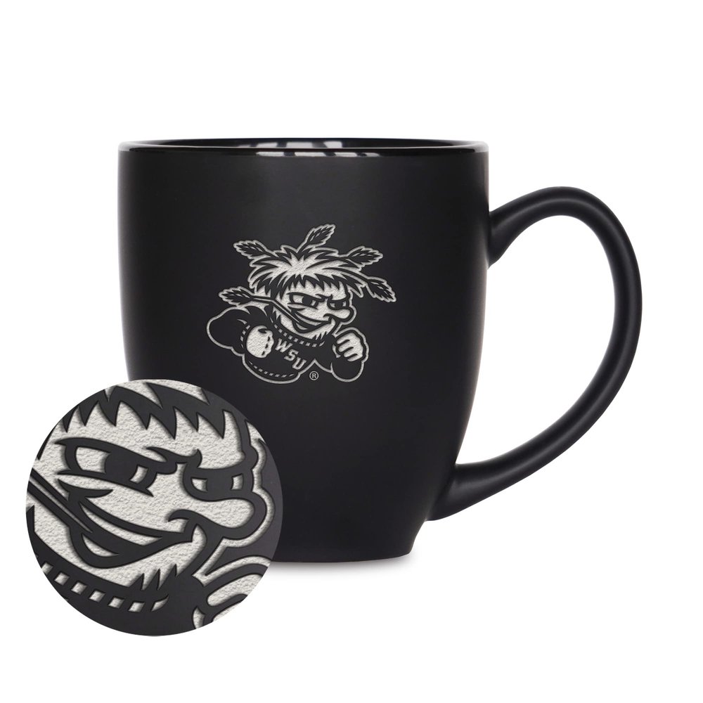 Rico Industries NCAA Wichita State Shockers Standard 15oz Matte Black Ceramic Bistro Mug