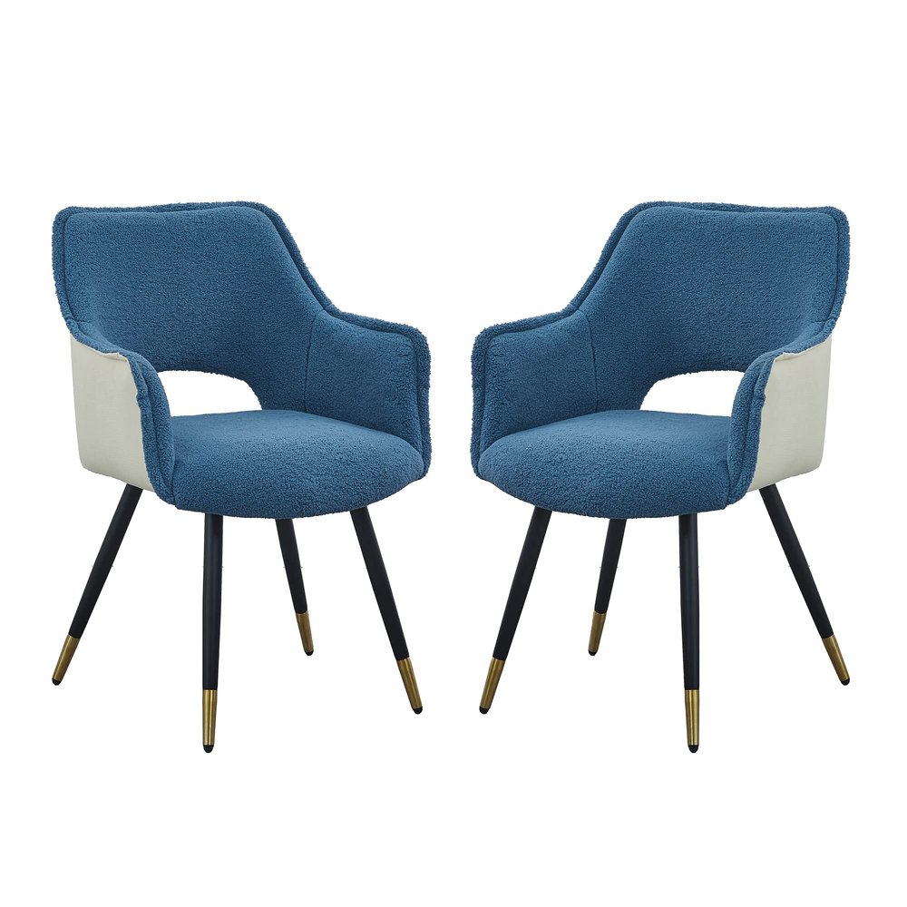 A&B Home Open Back Dining Chair Set - Set of 2 Blue Fabric Upholstered Side Chair, Decorative Indoor Seating for Home, Living Room Bedroom Kitchen Vanity Accent Chair, 23" x 23" x 34"
