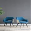 A&B Home Open Back Dining Chair Set - Set of 2 Blue Fabric Upholstered Side Chair, Decorative Indoor Seating for Home, Living Room Bedroom Kitchen Vanity Accent Chair, 23" x 23" x 34" view 2