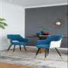 A&B Home Open Back Dining Chair Set - Set of 2 Blue Fabric Upholstered Side Chair, Decorative Indoor Seating for Home, Living Room Bedroom Kitchen Vanity Accent Chair, 23" x 23" x 34" view 4