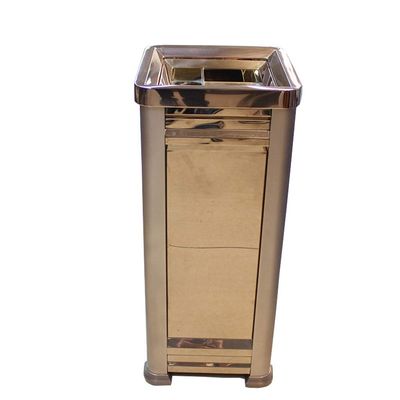 DYPASA Garbage Can Fashion Creative Trash Can Square Hotel Lobby Shopping Mall Stainless Steel Trash Can with Ashtray Wastepaper Basket