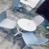 Meiiron Bar Table, Bistro Dining Table for Dining Room, Living Room, Kitchen, Courtyard, Terrace, Cafe Pub Table with Iron Leg and Wood Top (Color : White, Size : 50x75cm) view 4