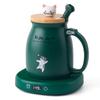 Bsigo Cute Cat Mug Set & Electric Smart Mug Warmer for Home & Office, Beverage Tea & Coffee Cup Warmer with 3-Temp Settings, 8H Auto Shut Off, Green view 1