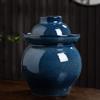 ZHOUXIAO Retro Blue Pickle Jar Ceramic Jar with Lid,Large Traditional Chinese Fermentation Kit Crock with Water Seal Airlock Lid, Fermentation Jar for Kimchi,Kombucha Jar 2.5KG view 3