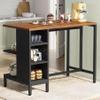 Tribesigns Kitchen Island, Kitchen Shelf Bar Table with 5 Open Storage Shelves and Large Worktop, Industrial Butcher Block Island (Stools Not Included) view 1