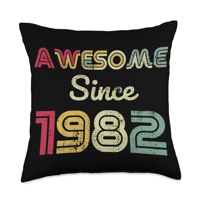 Awesome Since 1982 Tee 41 Year Old Retro 41st Birthday Gift Throw Pillow