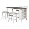 RUNNA Farmhouse 5 Pieces Counter Height Dining Table Set with 2 Stools and 2 Chairs,Wooden Bar Table Set with 3-Tier Shelves,for Small Places Kitchen Dining Room (White#b) view 2