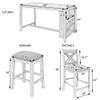 RUNNA Farmhouse 5 Pieces Counter Height Dining Table Set with 2 Stools and 2 Chairs,Wooden Bar Table Set with 3-Tier Shelves,for Small Places Kitchen Dining Room (White#b) view 3