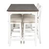 RUNNA Farmhouse 5 Pieces Counter Height Dining Table Set with 2 Stools and 2 Chairs,Wooden Bar Table Set with 3-Tier Shelves,for Small Places Kitchen Dining Room (White#b) view 4