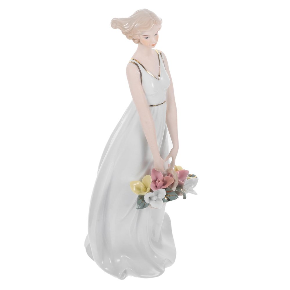 WOONEKY Delicate Ceramic Ornament Women Adornment Home Decor Improve Lifestyle Perfect Present for Housewarming