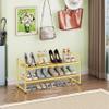 SUFAUY 2 Tier 33" Wide Shoe Rack Closet Metal Mesh, Stackable, Gold view 2