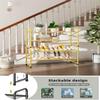 SUFAUY 2 Tier 33" Wide Shoe Rack Closet Metal Mesh, Stackable, Gold view 4