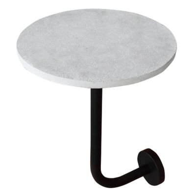 Meiiron Wall Mount Table, Round Bistro Pub Table Low Height Cocktail Table Black Iron Base and Gray Cement Top (Size : Dia40cm(15.7"))