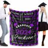 Personalized Graduation Gift for Her/Him - Add Your Name and School to a Soft Throw Blanket - Customized Graduate Name Throw Blanket 60"x80" view 2