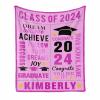 Personalized Class of 2024 Graduation Throw Blanket with Graduates Name & School Name - Celebrate Your Achievements in Style - Soft Throws 50"x60" Pink view 1