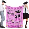 Personalized Class of 2024 Graduation Throw Blanket with Graduates Name & School Name - Celebrate Your Achievements in Style - Soft Throws 50"x60" Pink view 2