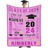 Personalized Class of 2024 Graduation Throw Blanket with Graduates Name & School Name - Celebrate Your Achievements in Style - Soft Throws 50"x60" Pink view 3