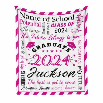 Customized Blanket with Graduate Name and School Name for A Graduation Gift, Soft & Lighweight Throw Blanket 40"x50" Great to Cove The Sofa, Couch or Bed