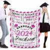 Customized Blanket with Graduate Name and School Name for A Graduation Gift, Soft & Lighweight Throw Blanket 40"x50" Great to Cove The Sofa, Couch or Bed view 2