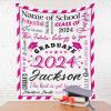 Customized Blanket with Graduate Name and School Name for A Graduation Gift, Soft & Lighweight Throw Blanket 40"x50" Great to Cove The Sofa, Couch or Bed view 4