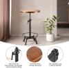 3-Piece Crank Handle Table & Chair Sets for Pub Bar Party Bistro Cafe Cocktail, Weld Metal Legs Round Wood Top, Rustic Brown Industrial Black Adjustable Swivel (133.5"-39.4" Table,224" Stool) view 2