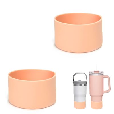 2Pcs Silicone Bumper Boot for Stanley Quencher Adventure 40oz Tumbler with Handle & Stanley IceFlow 20oz 30oz, Protective Water Bottle Bottom Sleeve Cover, Stanley Tumbler Accessories (Skin Colour)