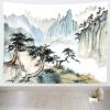 Loccor Asian Tapestry Traditional Chinese Painting Landscape Tapestry Wall Hanging Pine Trees Mountains Ink Painting Tapestry Wall Art 120" X 95" for Bedroom Living Room Dorm Home Decor view 1