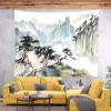 Loccor Asian Tapestry Traditional Chinese Painting Landscape Tapestry Wall Hanging Pine Trees Mountains Ink Painting Tapestry Wall Art 120" X 95" for Bedroom Living Room Dorm Home Decor view 2