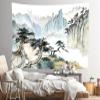 Loccor Asian Tapestry Traditional Chinese Painting Landscape Tapestry Wall Hanging Pine Trees Mountains Ink Painting Tapestry Wall Art 120" X 95" for Bedroom Living Room Dorm Home Decor view 3