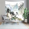 Loccor Asian Tapestry Traditional Chinese Painting Landscape Tapestry Wall Hanging Pine Trees Mountains Ink Painting Tapestry Wall Art 120" X 95" for Bedroom Living Room Dorm Home Decor view 4