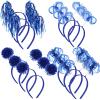 Censen 12 Pcs St. Patrick's Day Pom Pom Headbands Easter Spirit Party Headbands Tinsel Ponytail Headwear for Birthday Holiday(Blue) view 1