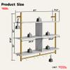 Bestier Kitchen Shelves Wall Mounted Floating Pipe Shelving 3 Tier 41.5" Coffee Bar Shelf with Holder Wall Display Storage Rack Kitchen Organization and Home Decor, White Faux Marble view 2