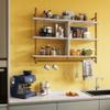 Bestier Kitchen Shelves Wall Mounted Floating Pipe Shelving 3 Tier 41.5" Coffee Bar Shelf with Holder Wall Display Storage Rack Kitchen Organization and Home Decor, White Faux Marble view 4