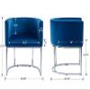 HNY Mid Century Modern Upholstered Barrel Dining Chairs with Arms Set of 2, Velvet Kitchen & Dining Room Chairs, 18.5" Wide Accent Chairs for Dining Room Living Room with Chrome Metal Frame, Blue view 2