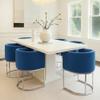 HNY Mid Century Modern Upholstered Barrel Dining Chairs with Arms Set of 2, Velvet Kitchen & Dining Room Chairs, 18.5" Wide Accent Chairs for Dining Room Living Room with Chrome Metal Frame, Blue view 3