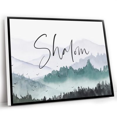 Simple Living Room Decor,Shalom Wall Art Printable Peace Wall Art Christian Art Bible Print Biblical Verses Scripture Baptism Gift Calligraphy Decor Modern Scripture(8"x12"Framed Wall Art)