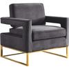 Maykoosh Velvet Accent Chair - Modern Grey Living Room Chair with Gold Base - Comfortable Lounge Chair view 1