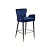 Maykoosh Baroque Brilliance Contemporary Upholstered Counter Height Stool with Gold Tipped, Black Metal Legs, 22" W x 19" D x 38.5" H, Set of 2 Navy view 1