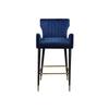 Maykoosh Baroque Brilliance Contemporary Upholstered Counter Height Stool with Gold Tipped, Black Metal Legs, 22" W x 19" D x 38.5" H, Set of 2 Navy view 3