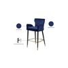 Maykoosh Baroque Brilliance Contemporary Upholstered Counter Height Stool with Gold Tipped, Black Metal Legs, 22" W x 19" D x 38.5" H, Set of 2 Navy view 4
