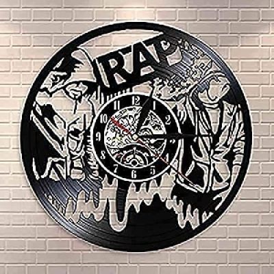 Bedroom 90s Rap Wall Art Wall Clock Hip Hop Vintage Vinyl Record Wall Clock Music Studio Room Decor Musical Live Show Rapper Gift